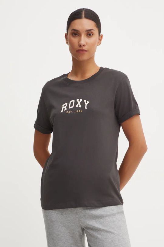 Roxy t-shirt in cotone Noon Ocean sovrastampa grigio ERJZT05793