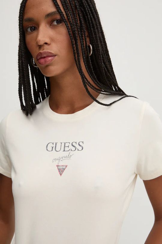 Μπλουζάκι Guess Originals βαμβάκι μπεζ W4BI05.J1314