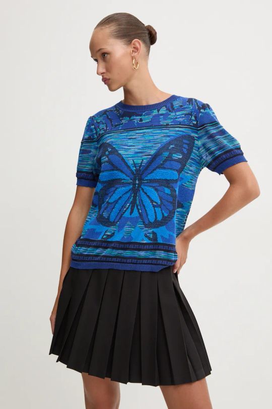 Desigual t-shirt BUTTERFLY regolare blu 24WWTK08