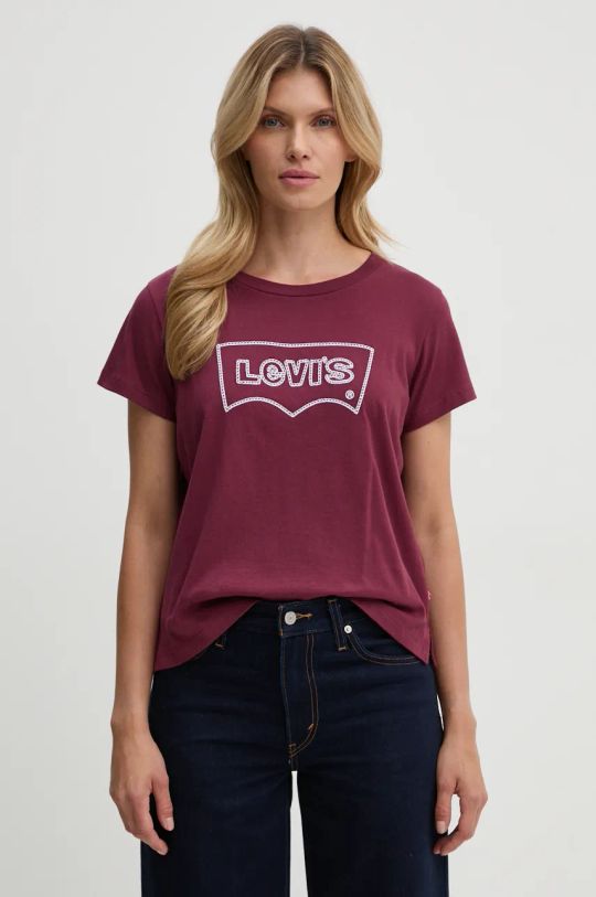 Памучна тениска Levi's стандартна бордо A8804