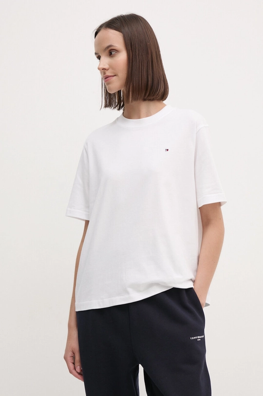 Tommy Hilfiger t-shirt in cotone rilassato bianco WW0WW43597