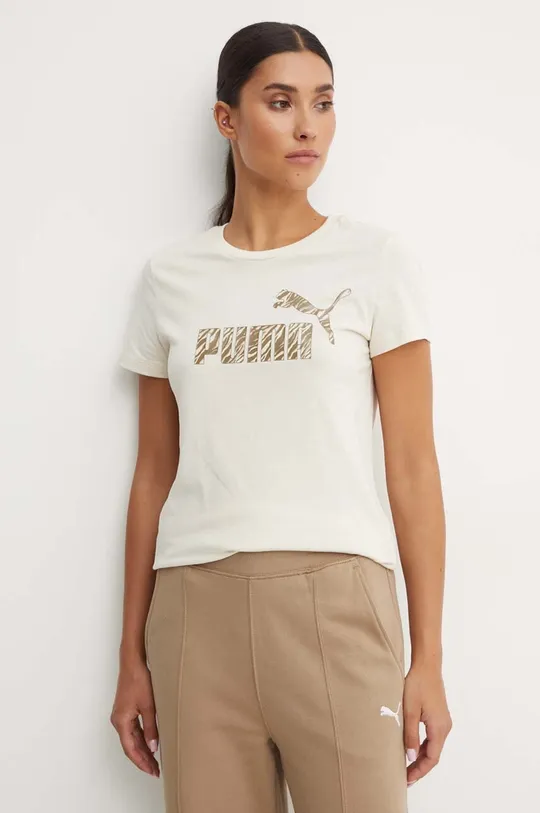 Бавовняна футболка Puma бавовна бежевий 681490