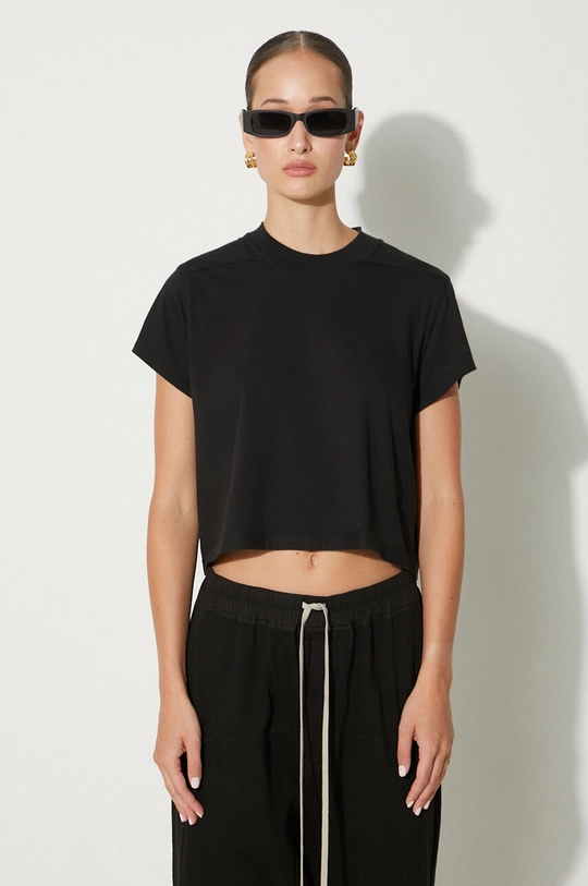 Rick Owens cotton t-shirt Cropped Small Level T regular black DS02D2207.RN