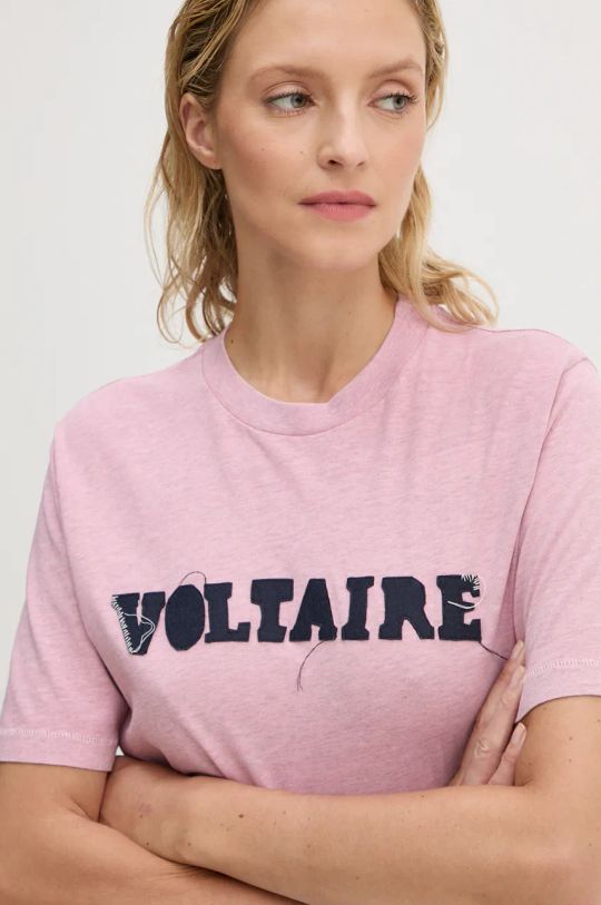 Βαμβακερό μπλουζάκι ZADIG&VOLTAIRE ροζ JWTS01688