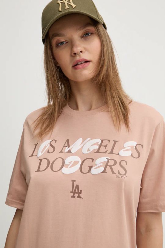 Бавовняна футболка 47 brand MLB Los Angeles Dodgers бежевий BB012TEPUFF620781O0