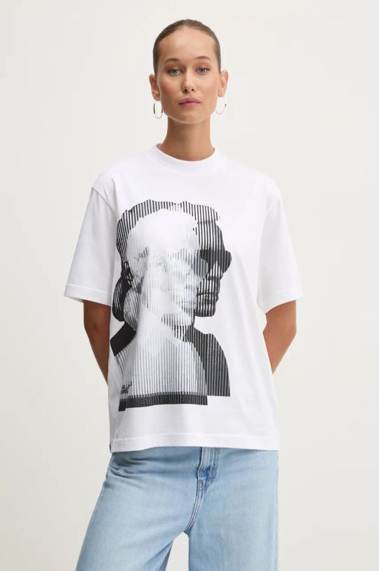 Karl Lagerfeld Jeans t-shirt bawełniany nadruk biały 246J1707