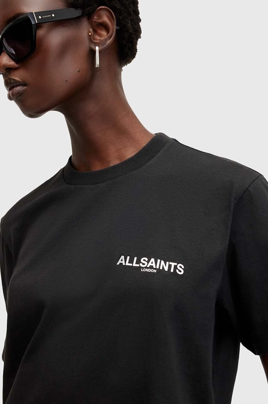 Βαμβακερό μπλουζάκι AllSaints FLEURIR μαύρο W096JB