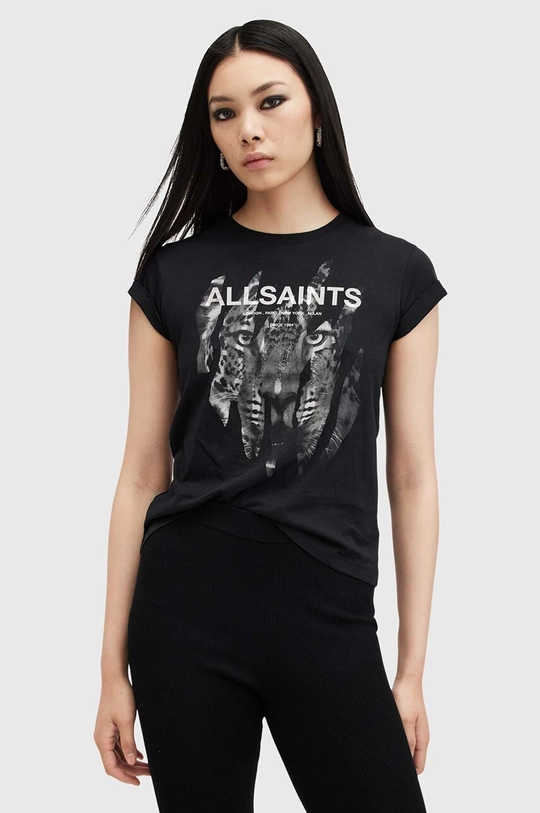 AllSaints tricou din bumbac RIPROAR animal negru W183JB