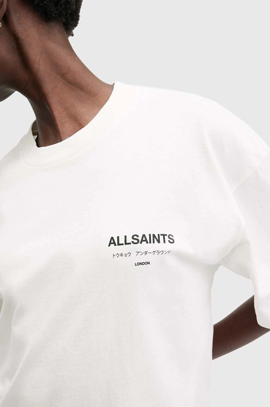 Памучна тениска AllSaints UNDERGROUND SS CREW бял W029JZ