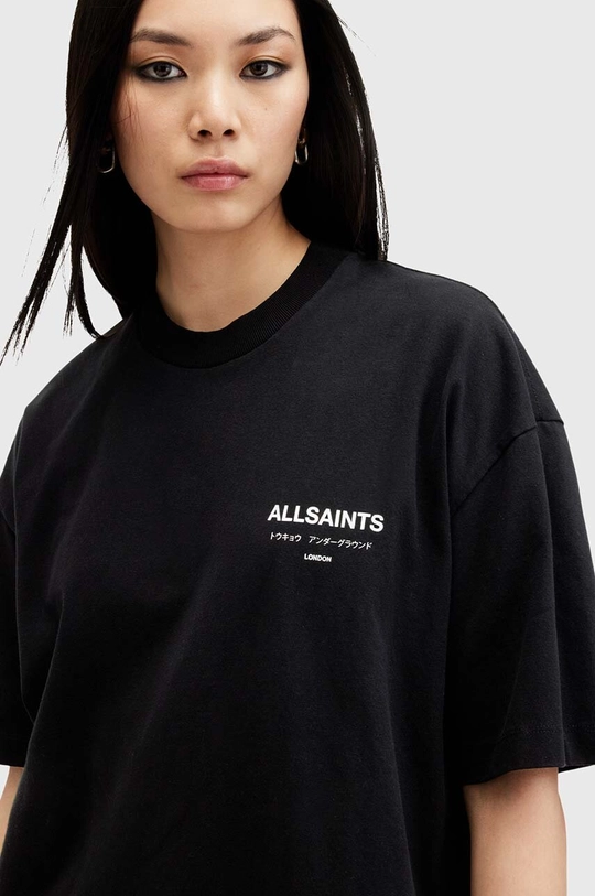 Βαμβακερό μπλουζάκι AllSaints UNDERGROUND SS CREW μαύρο W029JZ