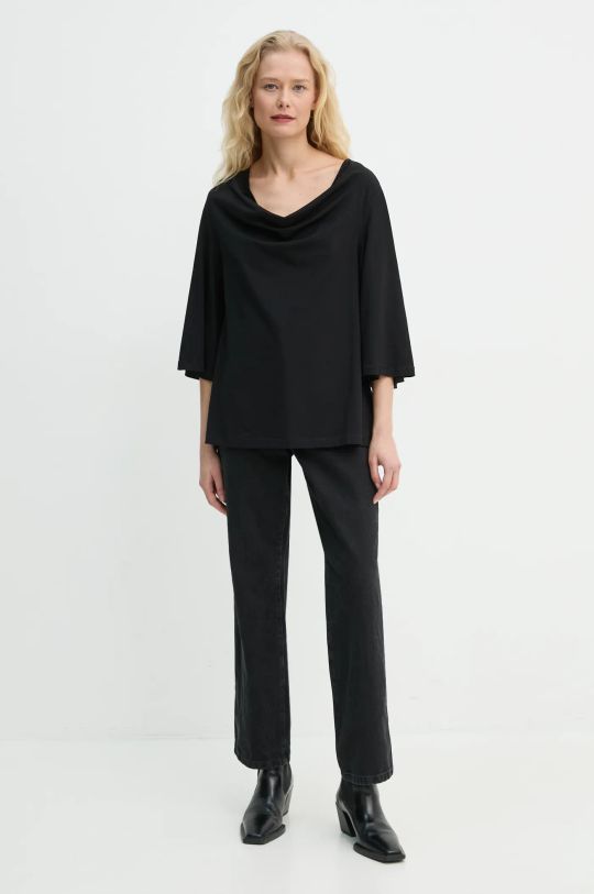 By Malene Birger tricou din bumbac BRYAR 102155 negru SS25