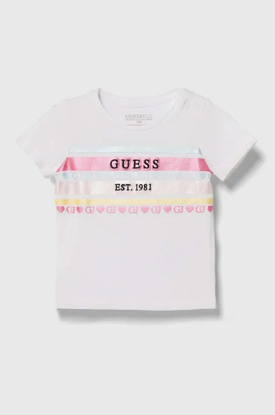 λευκό Μωρό βαμβακερό μπλουζάκι Guess Για κορίτσια