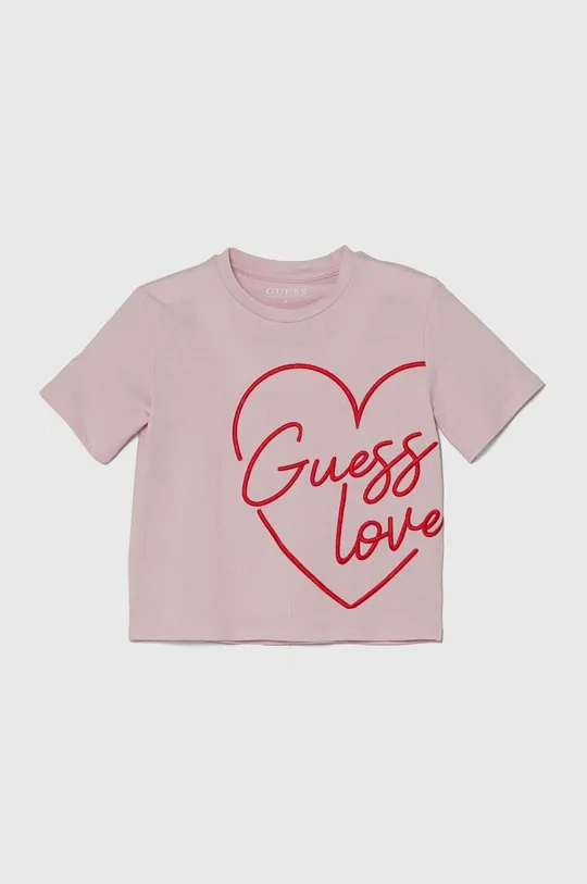 ροζ Βαμβακερό μπλουζάκι Guess Για κορίτσια