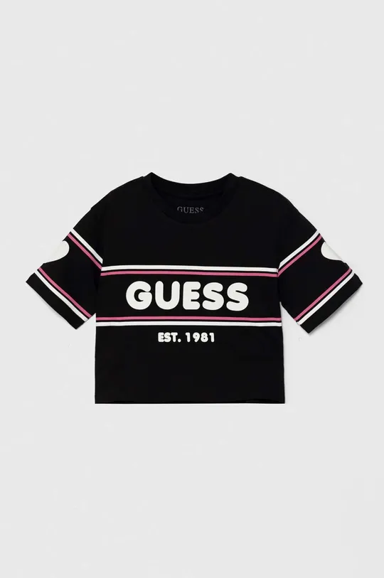 czarny Guess t-shirt bawełniany Dziewczęcy