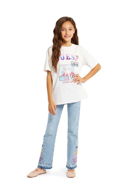 roza Dječja pamučna majica kratkih rukava Guess Za djevojčice
