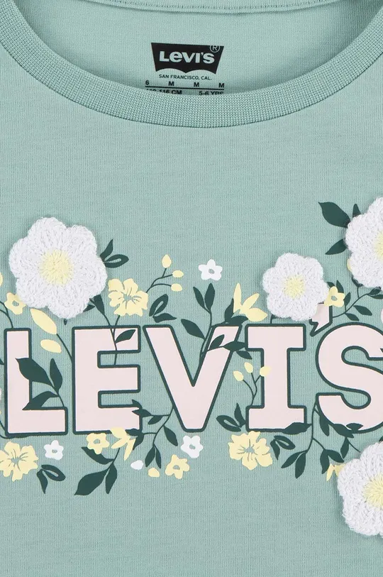 Девочка Детская хлопковая футболка Levi's WILDFLOWERS BATWING TEE 4EL036 бирюзовый