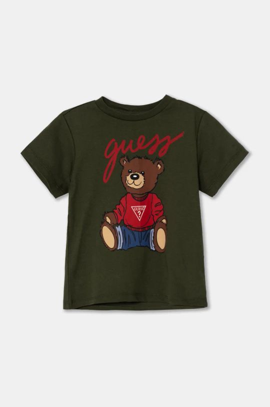 Guess t-shirt bawełniany dziecięcy nadruk zielony H4BT01.I3Z14.9BYH