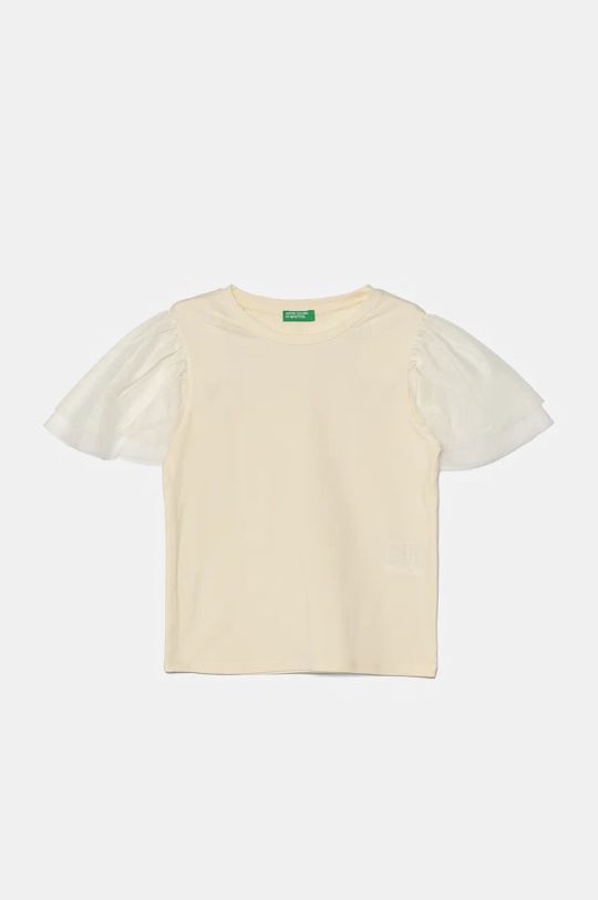 United Colors of Benetton maglietta per bambini tessuto elasticizzato beige 3Q8DC10LW.G.Seasonal