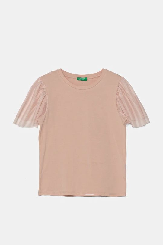 United Colors of Benetton t-shirt dziecięcy z elastanem różowy 3Q8DC10LW.G.Seasonal