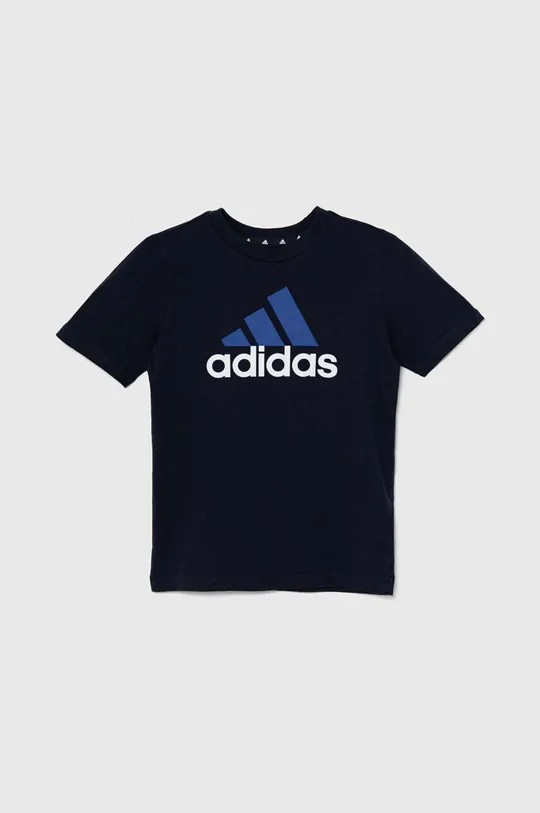 тёмно-синий Детская хлопковая футболка adidas U BL 2 TEE Детский
