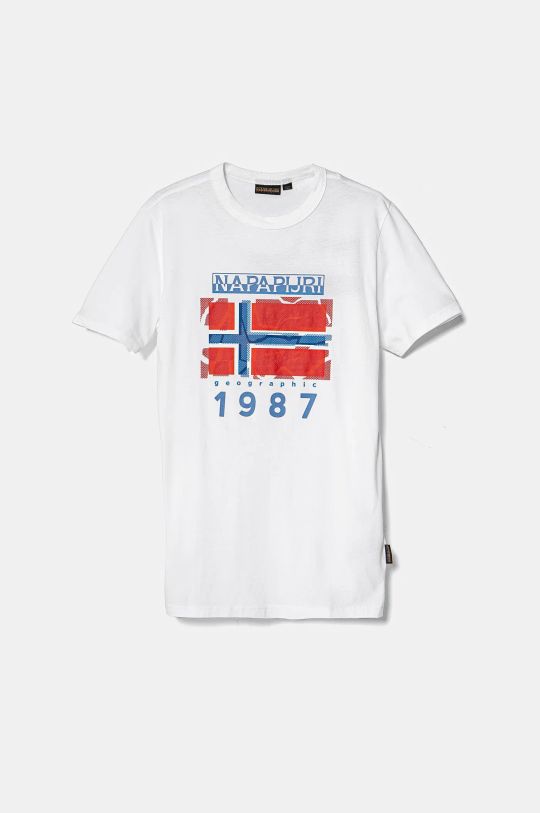 Napapijri t-shirt bawełniany dziecięcy S-MATS nadruk biały NP0A4HYNFBJ1.168.172