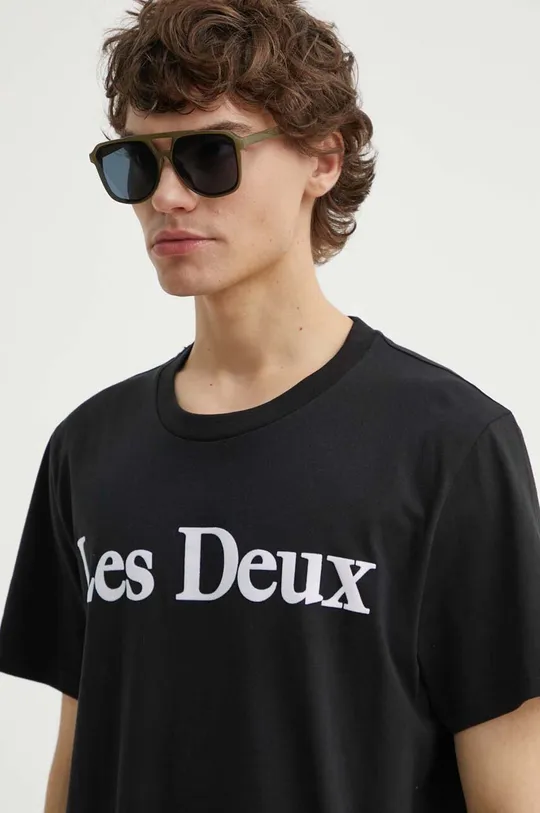 чёрный Хлопковая футболка Les Deux Мужской
