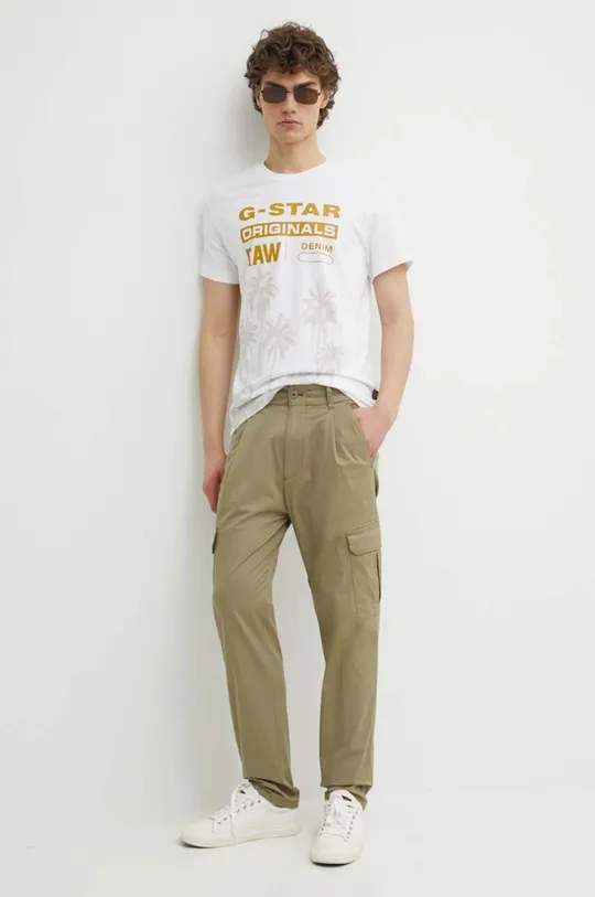Bombažna kratka majica G-Star Raw bela