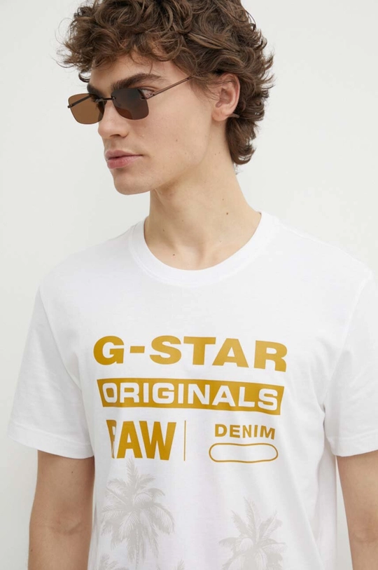 biały G-Star Raw t-shirt bawełniany