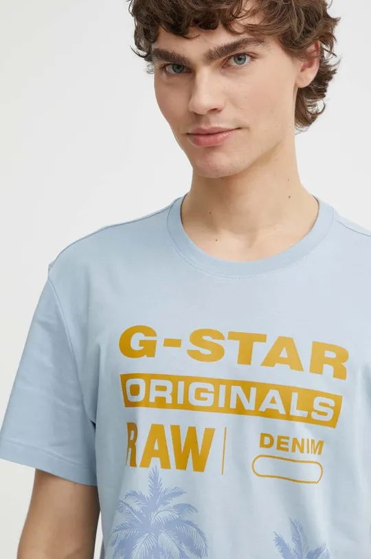 niebieski G-Star Raw t-shirt bawełniany