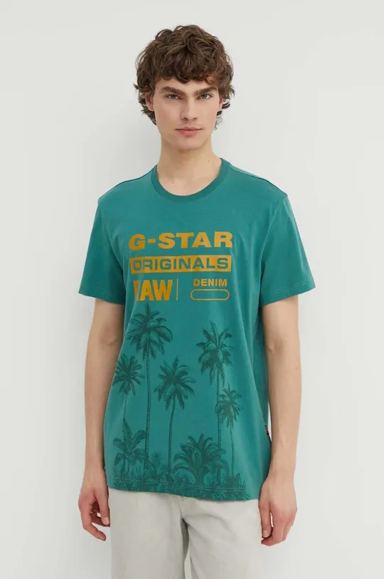зелений Бавовняна футболка G-Star Raw