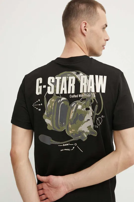 Bombažna kratka majica G-Star Raw črna