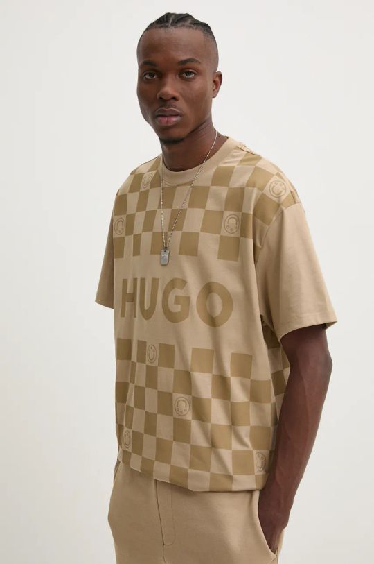 Hugo Blue t-shirt in cotone sovrastampa beige 50517942