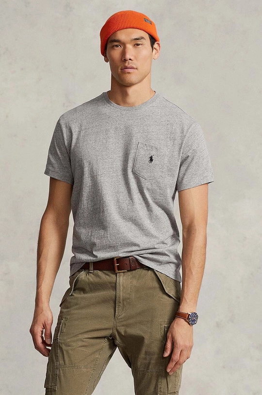 Polo Ralph Lauren t-shirt in cotone semplice grigio 710707095