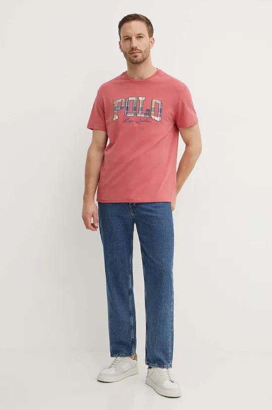 Βαμβακερό μπλουζάκι Polo Ralph Lauren ροζ