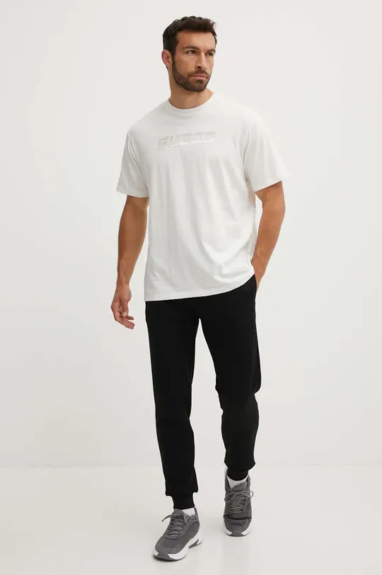 Βαμβακερό μπλουζάκι Guess HOZIER λευκό