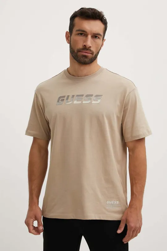 beżowy Guess t-shirt bawełniany HOZIER Męski