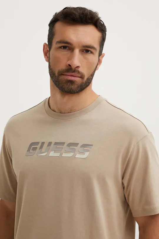 béžová Bavlnené tričko Guess HOZIER