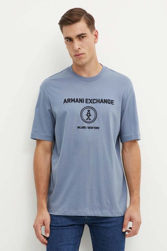 Памучна тениска Armani Exchange син 6DZTLC.ZJ9JZ