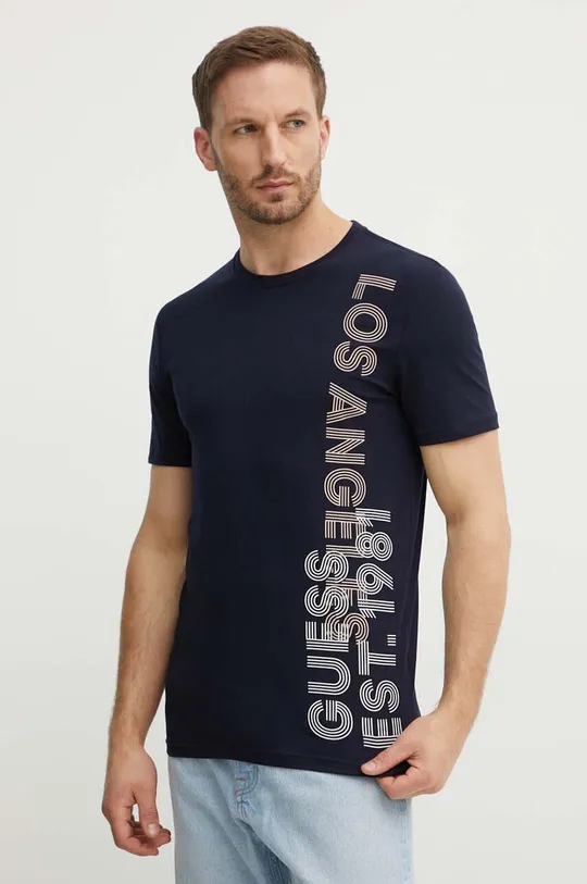 granatowy Guess t-shirt Męski