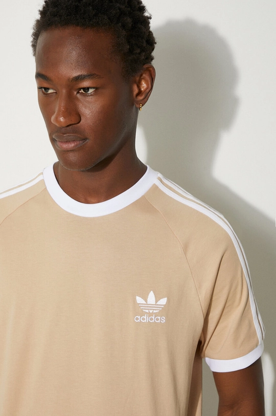 Хлопковая футболка adidas Originals Adicolor Classics 3-Stripes Tee IZ2366 бежевый