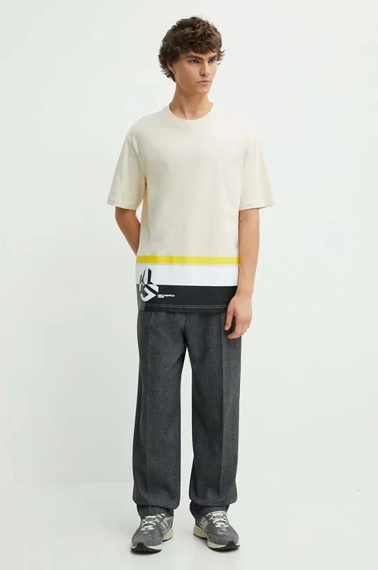 Karl Lagerfeld Jeans t-shirt bawełniany beżowy