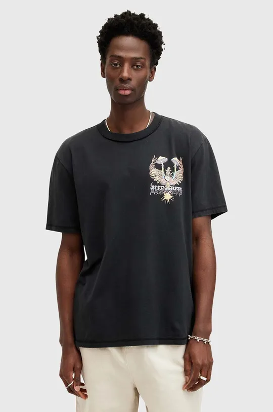 чёрный Хлопковая футболка AllSaints STRUMMER SS Мужской
