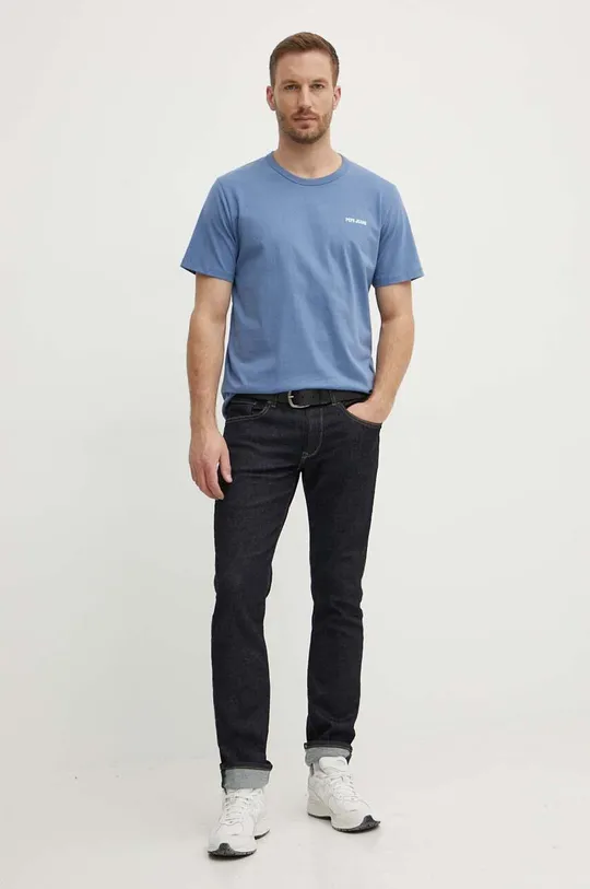Хлопковая футболка Pepe Jeans AARON голубой