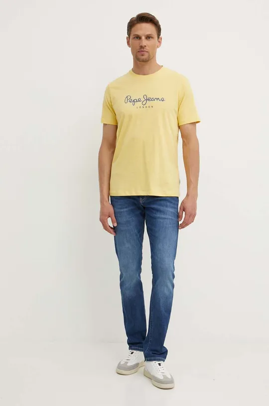 Бавовняна футболка Pepe Jeans ABEL жовтий