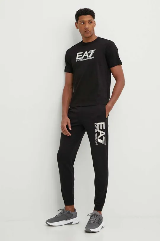 EA7 Emporio Armani pamut póló fekete