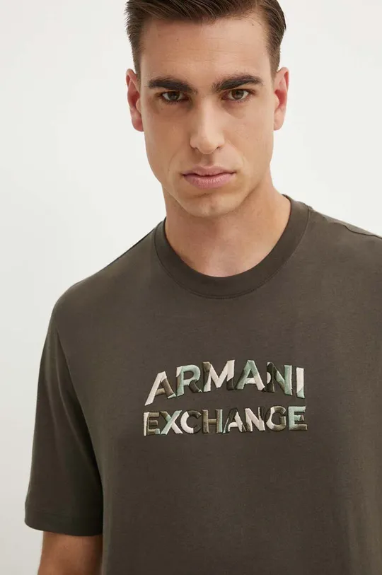 Хлопковая футболка Armani Exchange зелёный 6DZTHC.ZJBYZ