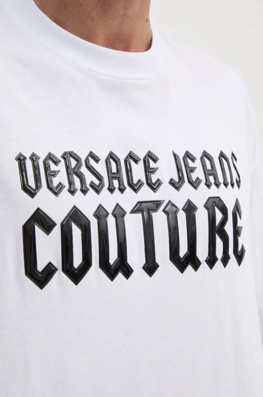 Βαμβακερό μπλουζάκι Versace Jeans Couture 77GAHL02.CJ01L λευκό