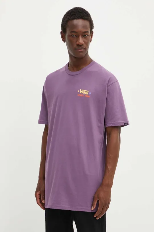 Хлопковая футболка Vans VN000KHWCIF1 фиолетовой AW24