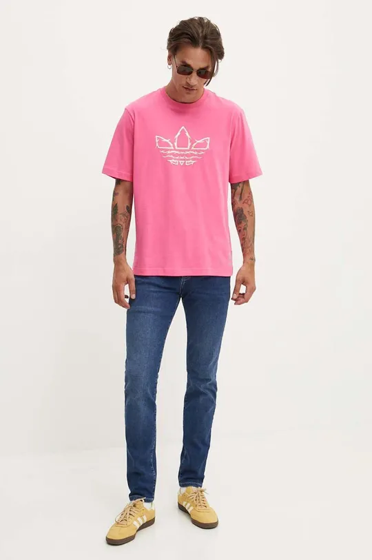 Хлопковая футболка adidas Originals Pride розовый