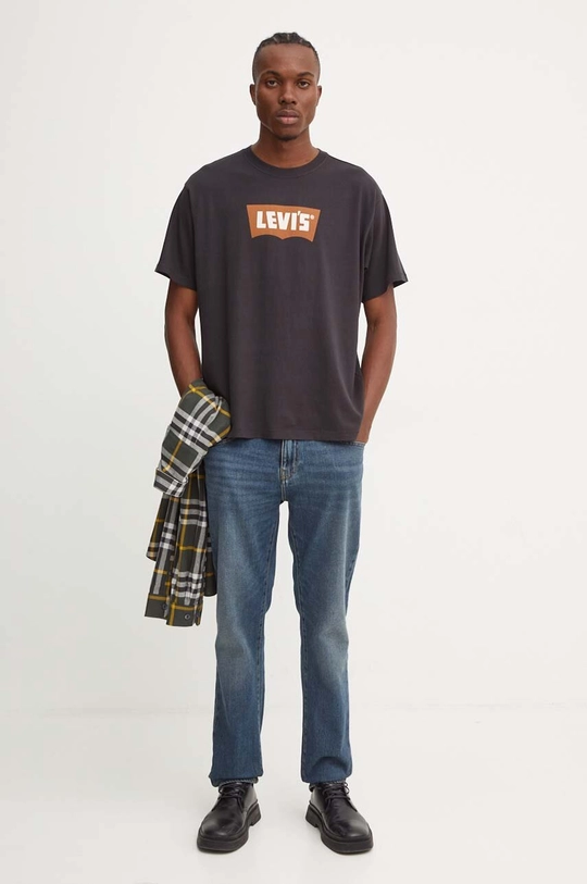 Βαμβακερό μπλουζάκι Levi's 000RY μαύρο AW24